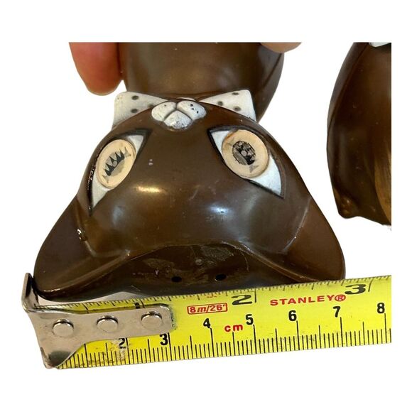 VINTAGE MCM WINKING GOOGLY EYES CATS SALT PEPPER SHAKERS BROWN JAPAN 1960s - Picture 8 of 9